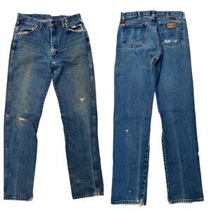 Vintage Wrangler Mens Distressed Orig Fit Jeans, High Waisted Copper Rivet